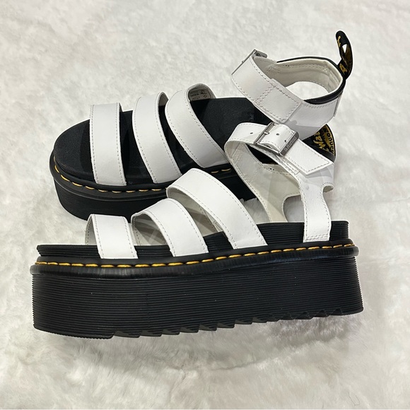 Dr. Martens Blaire Platform Sandal Leather Ankle Strap Buckle Bulky Scrappy - Picture 13 of 16